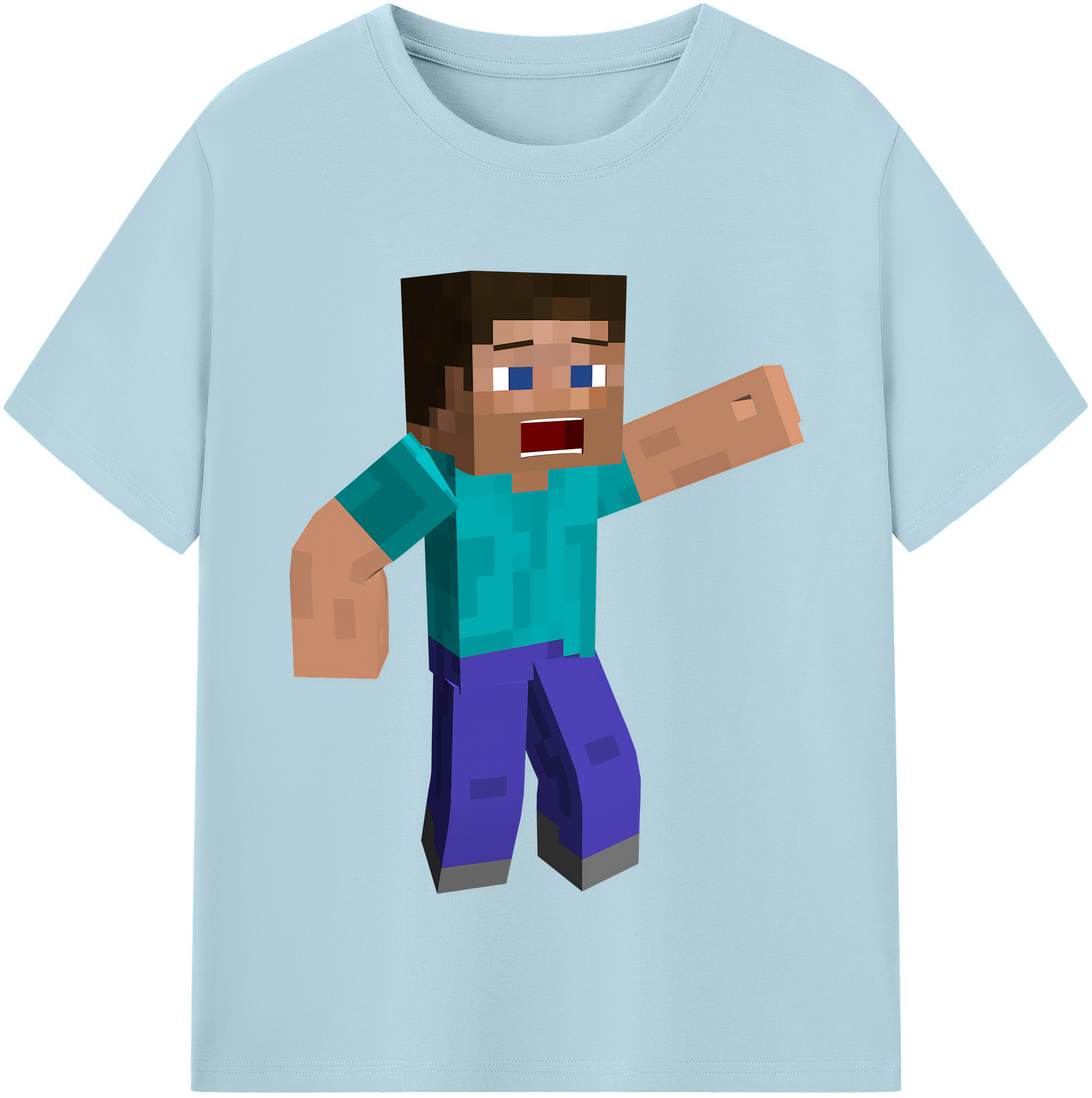 （画像用） マインクラフト ブロックの世界 Minecraft MC Block world 綿100％半袖Tシャツ（フロントプリント）